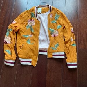 Anthropologie floral bomber jacket